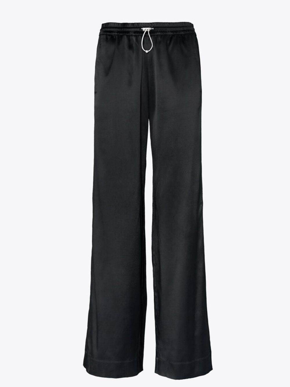 Tory Sport Black Satin Wide-Leg Track Pants